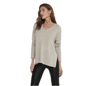ZARA COLLECTION WOMEN V NECK
Silver GREY LONG SLEEVE CASUAL SHIRT Top L